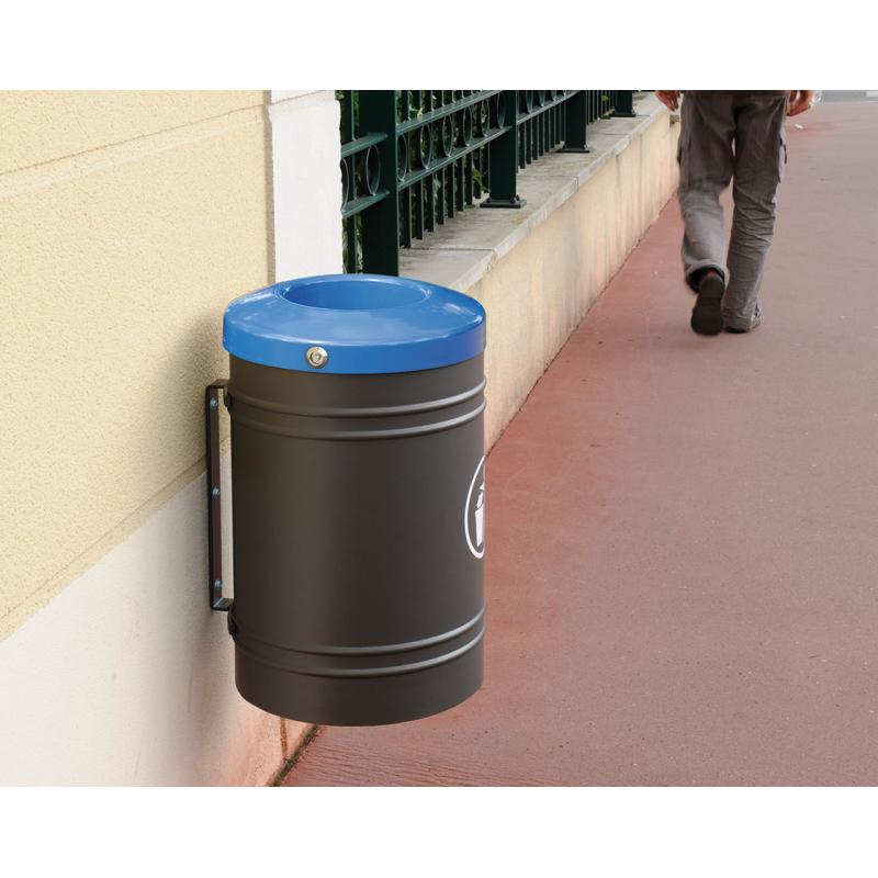 Wall mounted steel litter bin - 40 litres