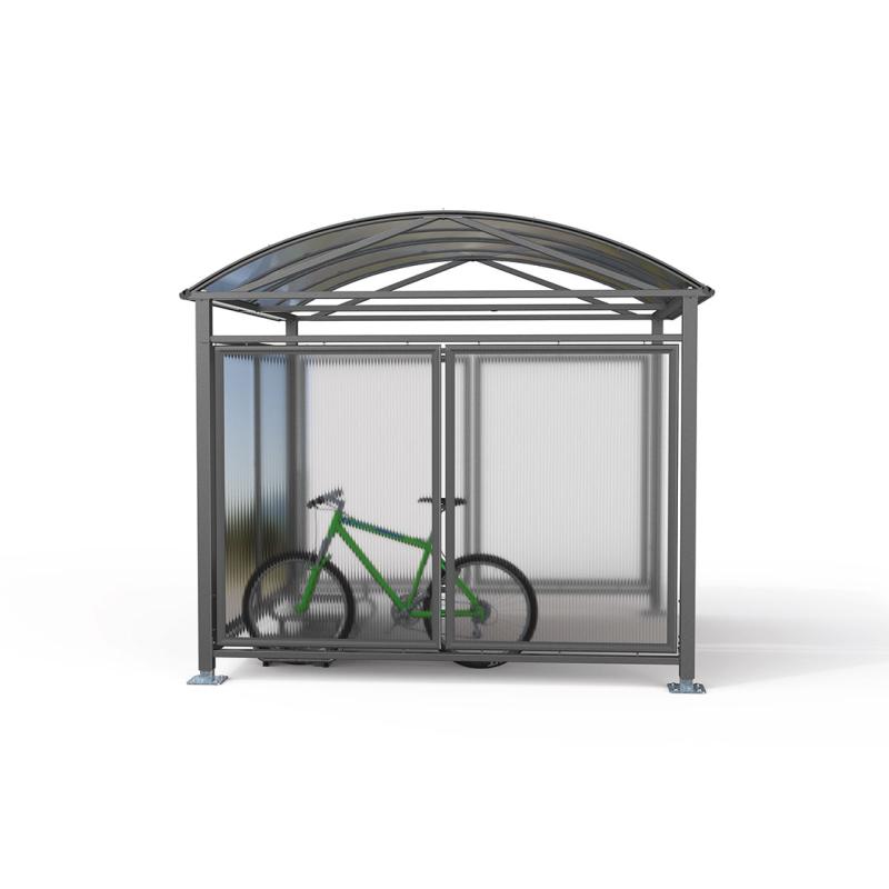 "L" barrel roof bicycle & motor bike shelter-4
