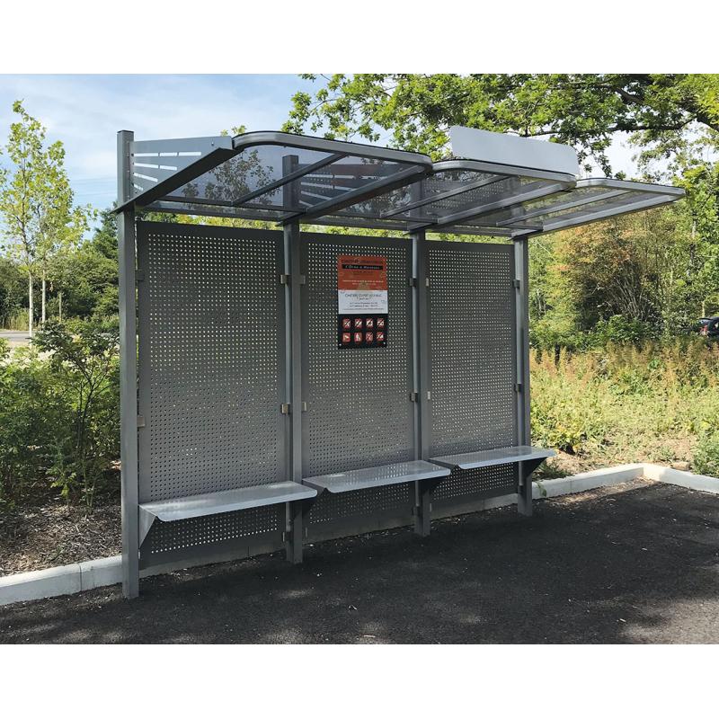 CONVIVIALE® bus shelters with steel cladding