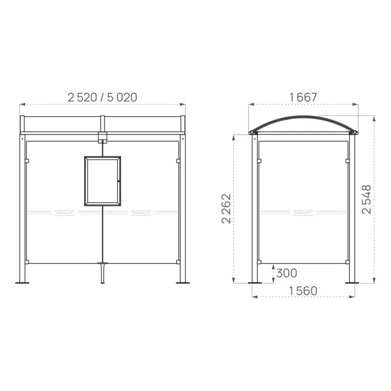 Square post bus shelters