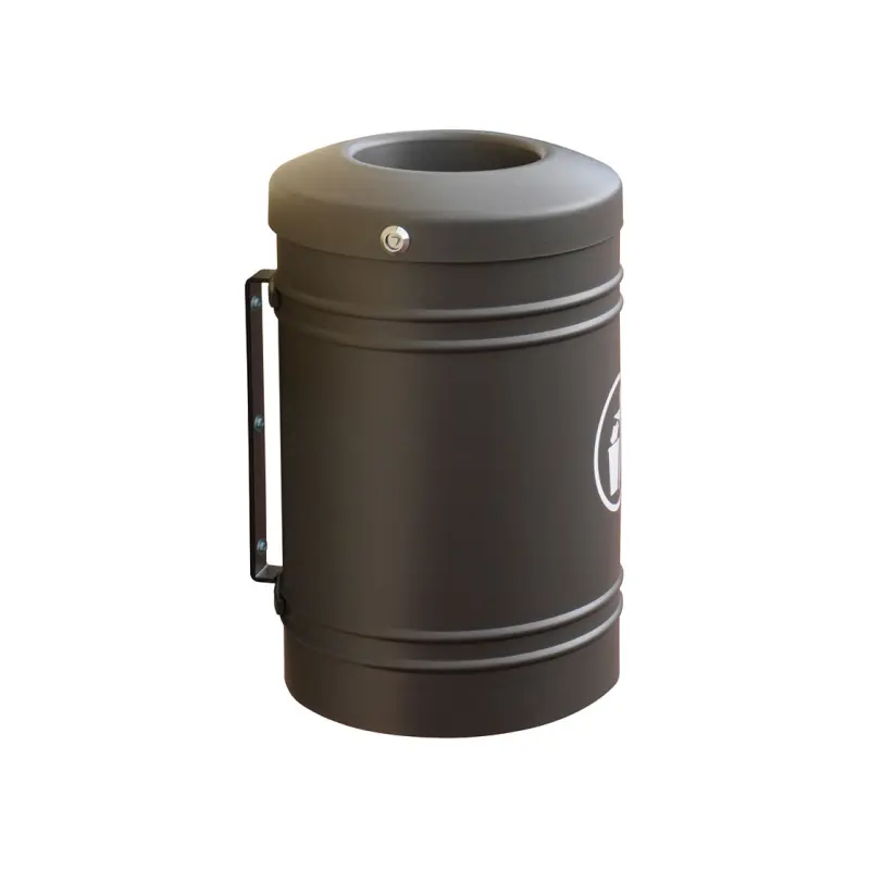 Wall mounted steel litter bin - 40 litres