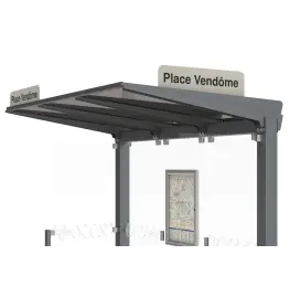 Side-mounted bus stop sign