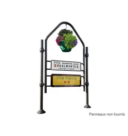 Province town entrance signage support – Brushed stainless steel top