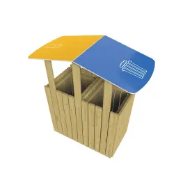 Turin waste bin with roof, recycling point, 2 x 100 litres