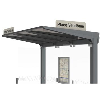 Side-mounted bus stop sign