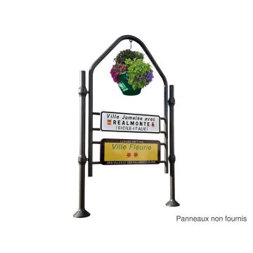 Province town entrance signage support – Brushed stainless steel top