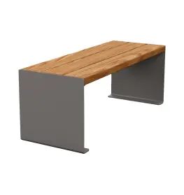 Sitzbank ohne Rückenlehne Kube. Stahl und Holz