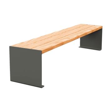 Sitzbank ohne Rückenlehne Kube. Stahl und Holz