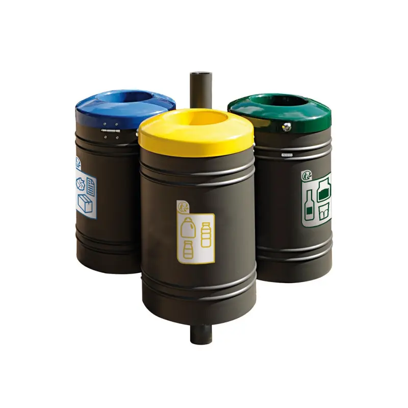 Papelera Galway Inox cepillado para recogida selectiva 40 litros