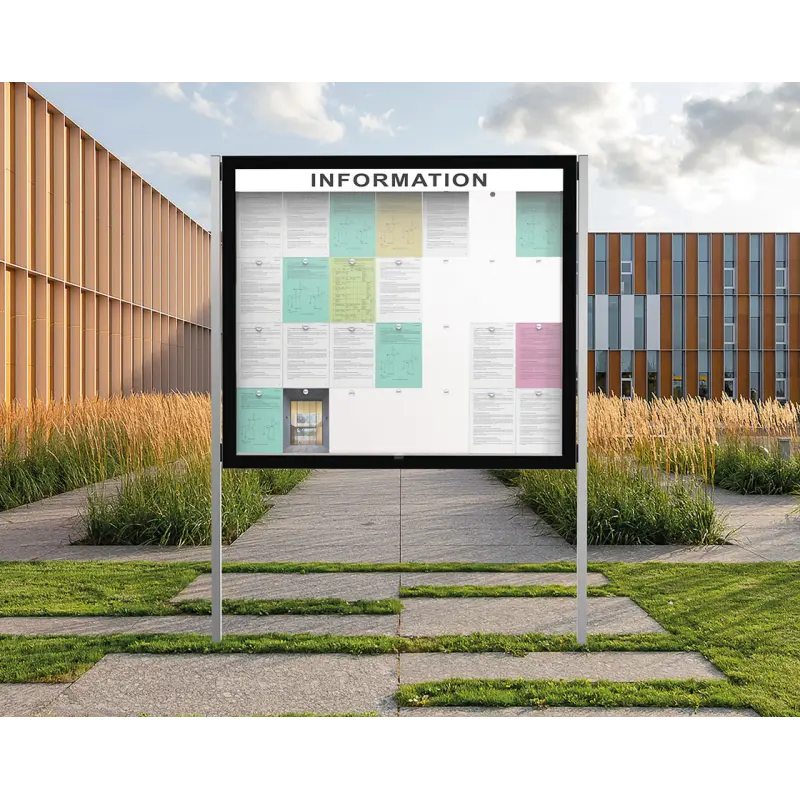 Vitrina Edge espesor 80 mm sobre postes