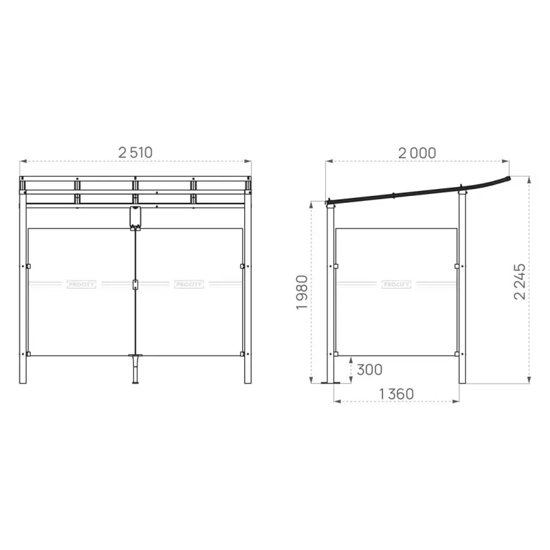 Refugio para bicicletas Modulo con cerramientos de vidrio