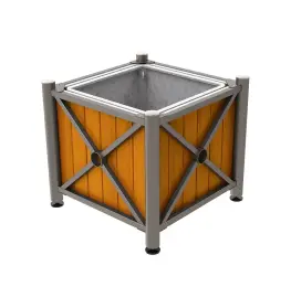 Jardinera acero y madera Provincia Inox cepillado