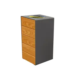Papelera reciclaje acero y madera KUB.