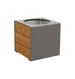 Macetero para palmeiras KUB. acero y madera