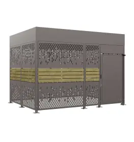 Refugio para bicicletas con puerta Horizonte acero y madera
