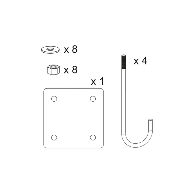 Kit de pose pour barrières tournantes (sauf lg 3000 mm), Trombone et Décorative