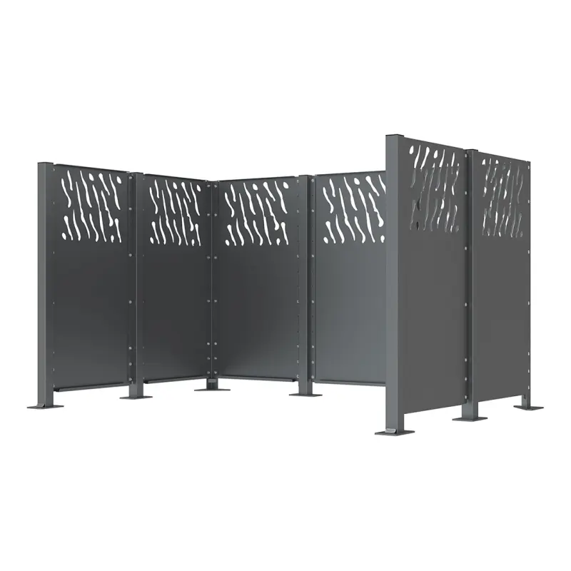 Poteaux cache-conteneurs modulable peint sur Galva