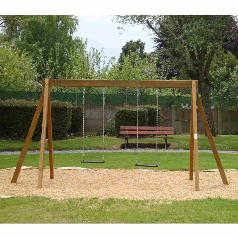Balançoire tout bois avec 2 balançoires
