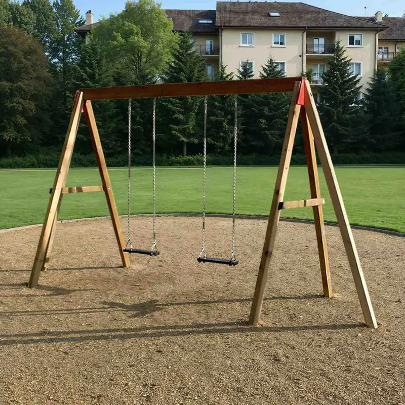 Balançoire tout bois avec 2 balançoires