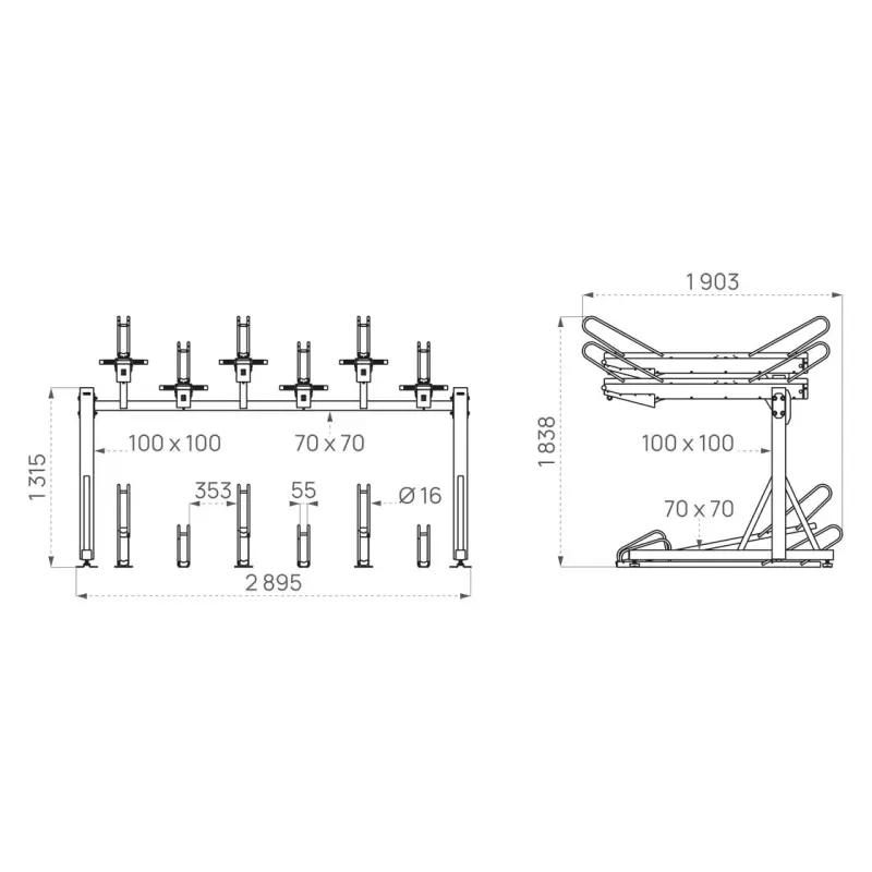 Support vélos à 2 étages Horizon