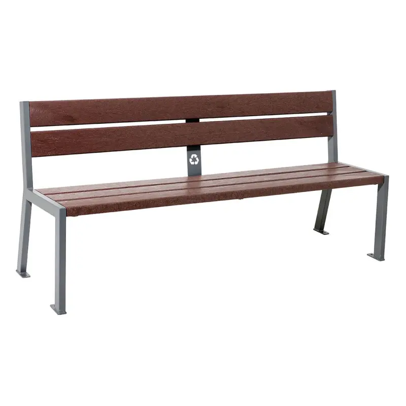 Banc plastique recyclé et acier Silaos® 5 lames