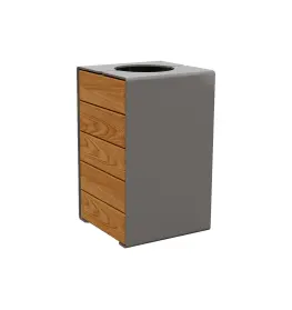 Corbeille KUB. acier et bois