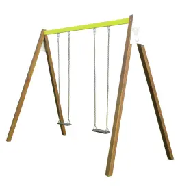 Balançoire acier et bois avec 2 balançoires