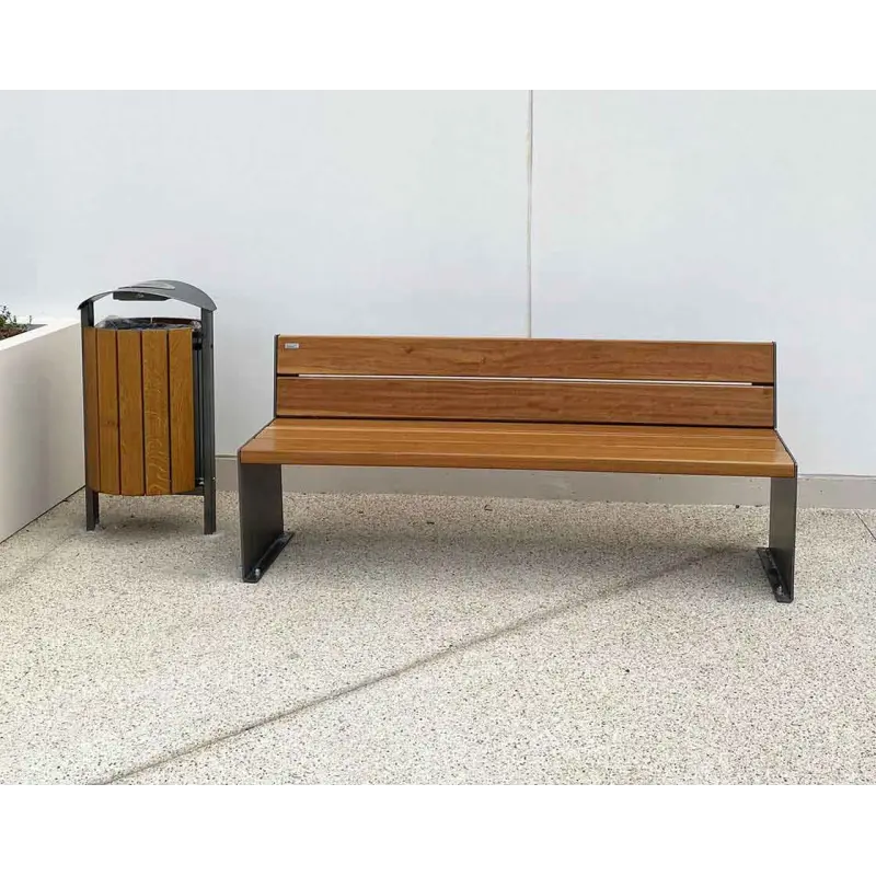 Kosz na śmieci Silaos® stal i drewno 50 litrów