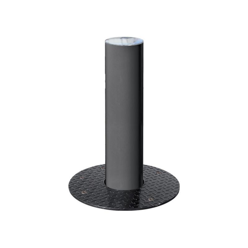 Retractable steel bollard with brushed stainless steel top