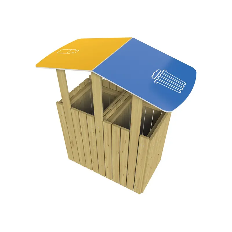 Turin waste bin with roof, recycling point, 2 x 100 litres