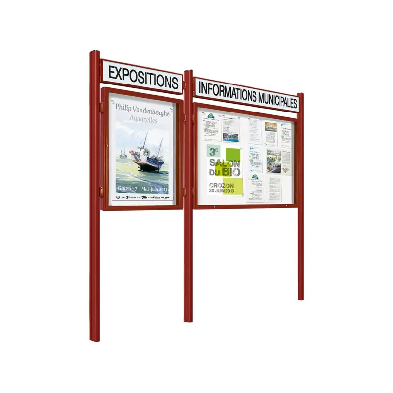 "1000" outdoor notice board on quatro posts