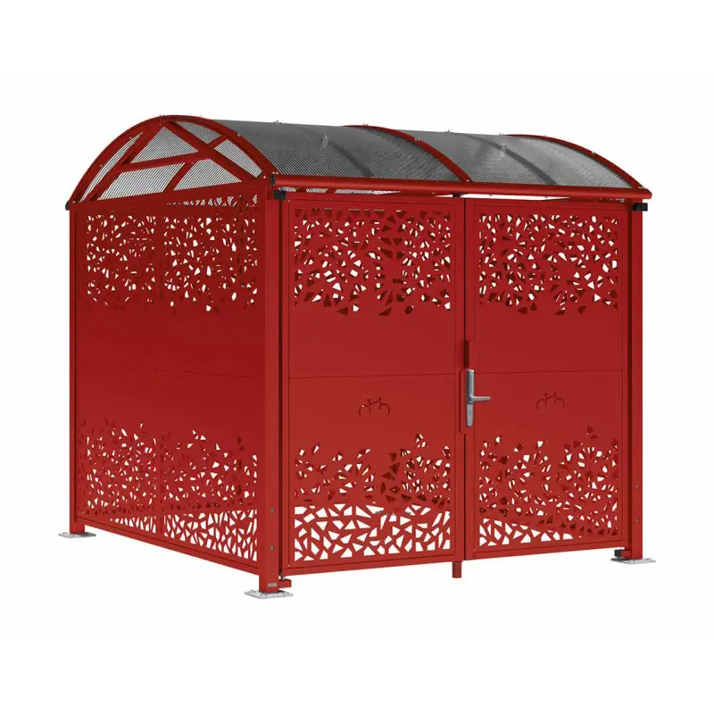 Voute roof secure "L" shelter for bikes and motor bikes with cut steel sheet