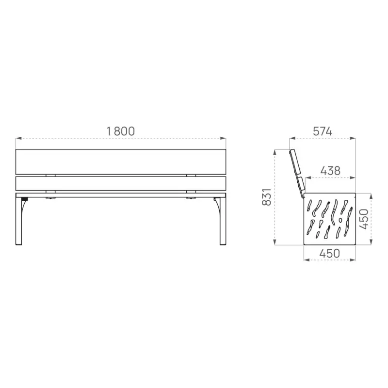 Venice wood & steel seat