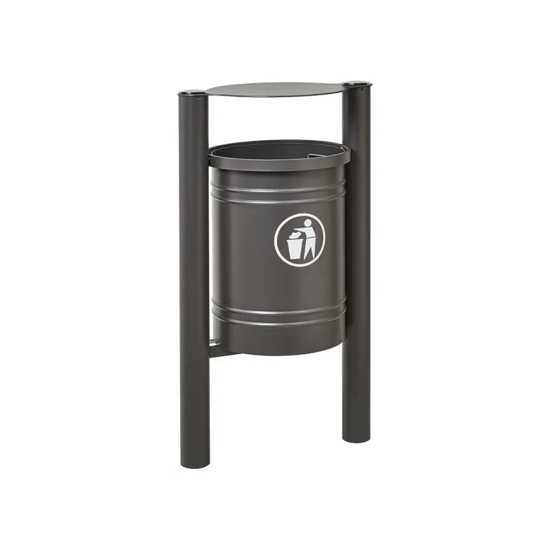 Santiago litter bins 40 litres – brushed stainless steel top