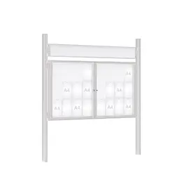 Dual door "1000" 75 mm outdoor notice boards on quatro posts