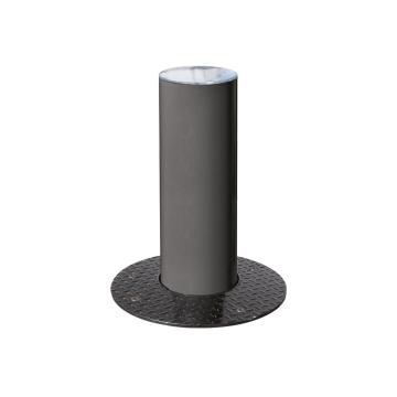 Retractable steel bollard with brushed stainless steel top